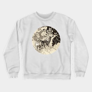 Roebuck in the field drawing Crewneck Sweatshirt